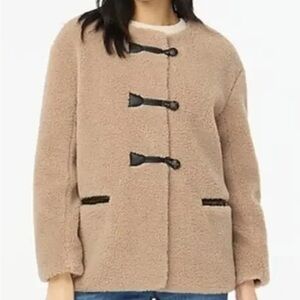 J. Crew Factory Tan Teddy Jacket with Black Toggles